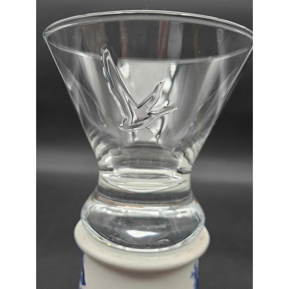 Vintage Cocktail Glass Embossed Flying Goose Duck Barware MCM